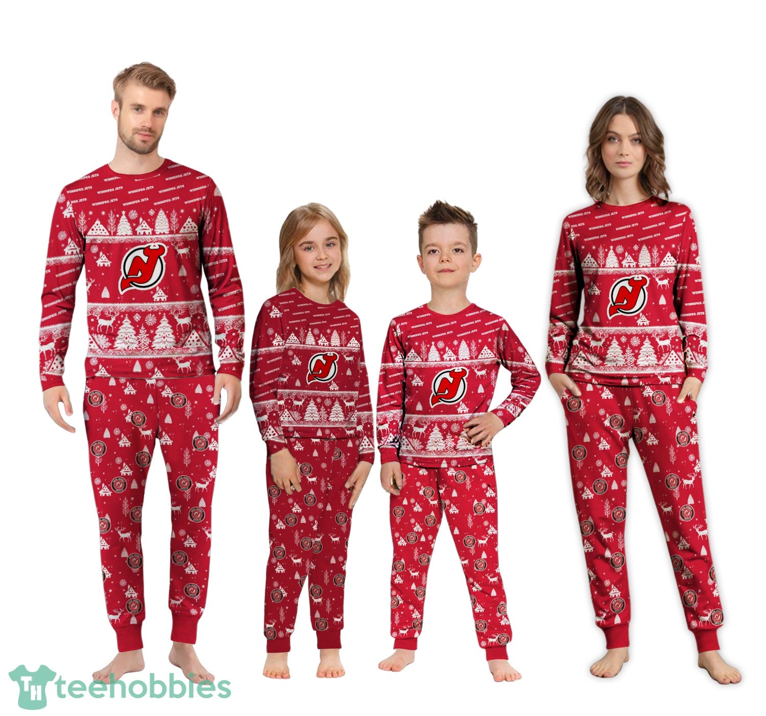New Jersey Devils Christmas Pattern Family Matching Pajamas Sets Best Gift For Christmas