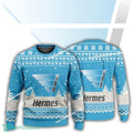 New Logo Hermes Europe Candlelight Knitted Christmas Sweater For Men Women