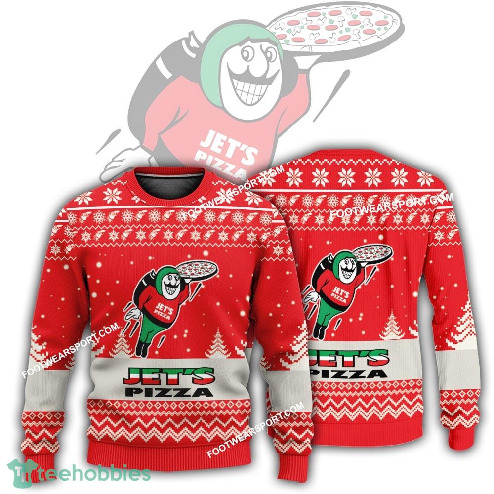 New Logo Jet’s Pizza Gift-Wrap Ugly Christmas 3D Sweater Gift Holidays
