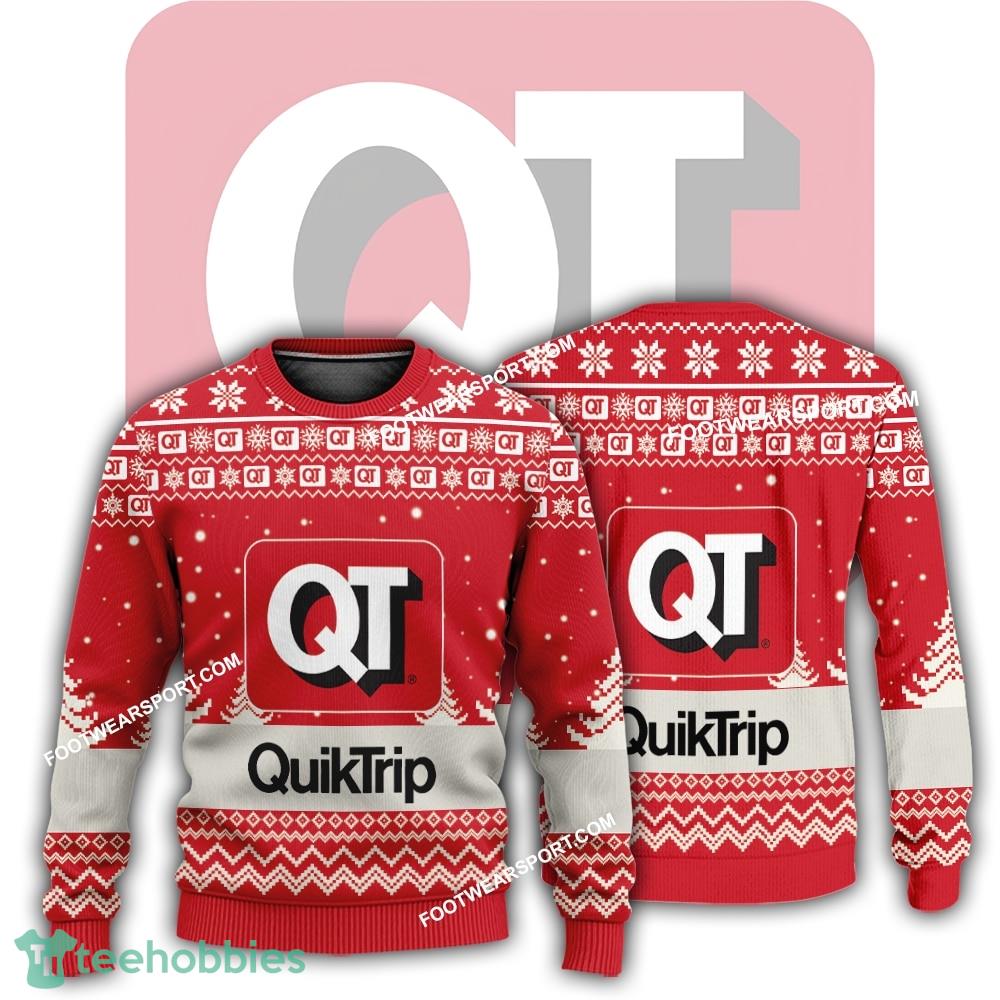 New Logo Quiktrip Hug Knitted Christmas 3D Sweater Gift Holidays