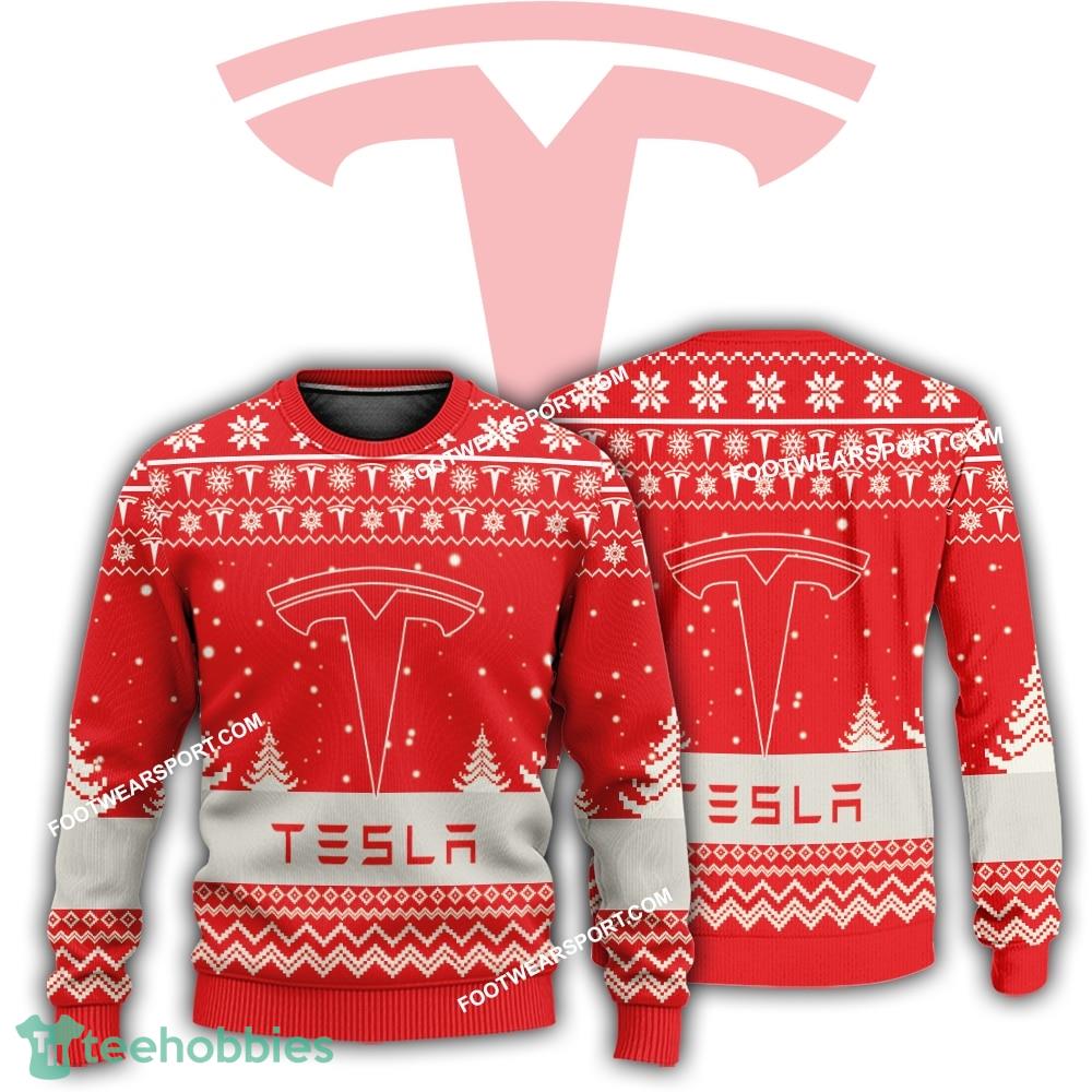 New Logo Tesla Car Racing Winterlude Ugly Christmas Sweater AOP Gift Holidays