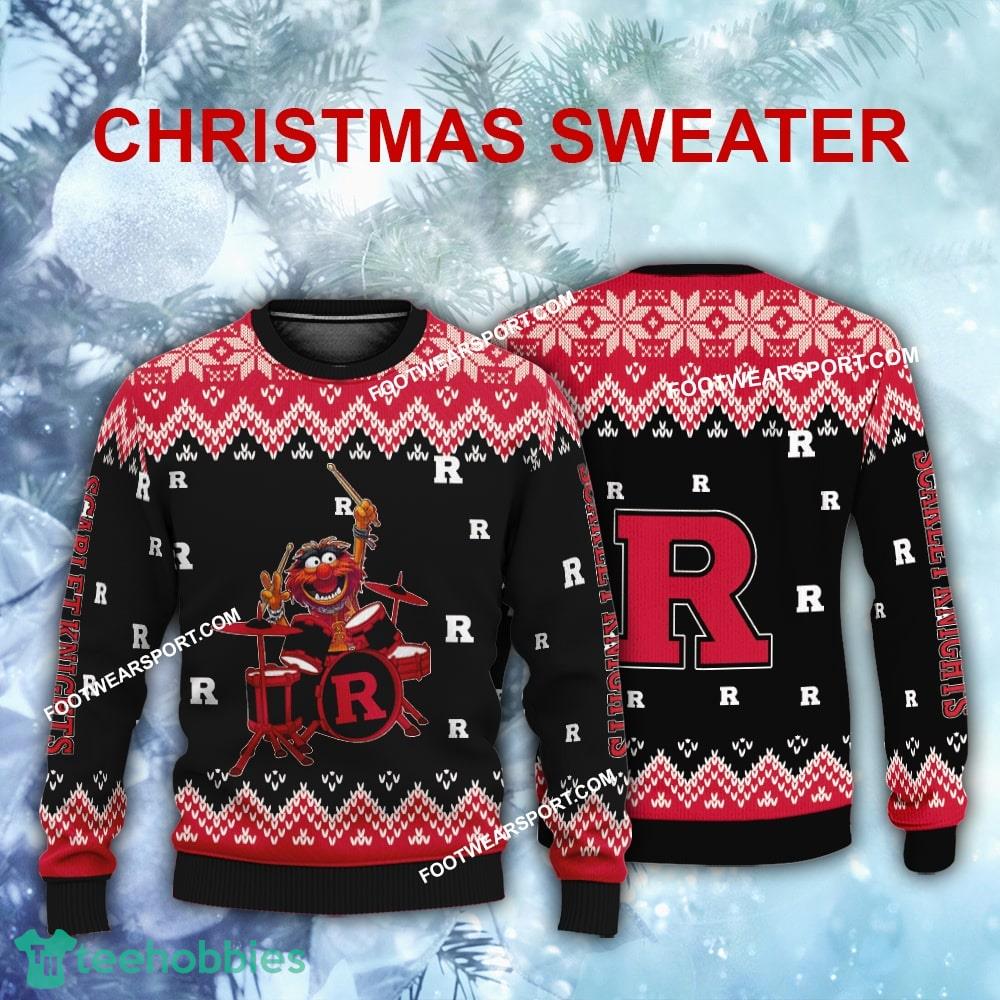 New Style Muppets Play Drums Rutgers Scarlet Knights Christmas Sweater Gift Holidays
