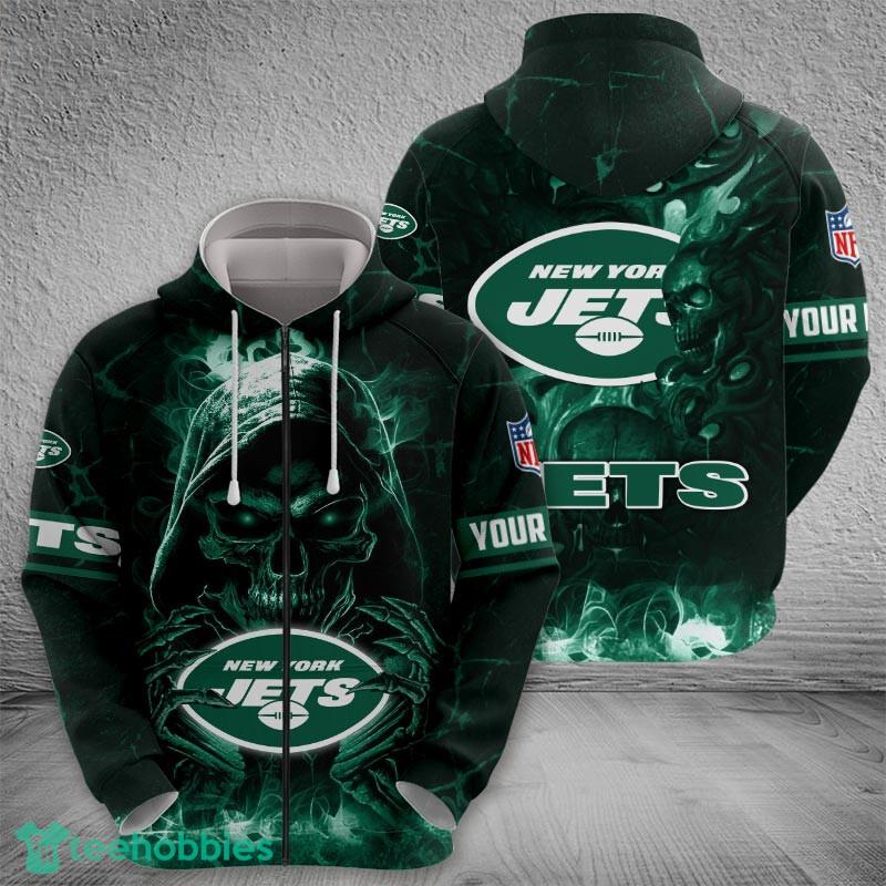 New York Jets Fire Skull Soft Halloween Hoodie AOP Gift Fans