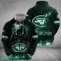 New York Jets Fire Skull Soft Halloween Hoodie AOP Gift Fans