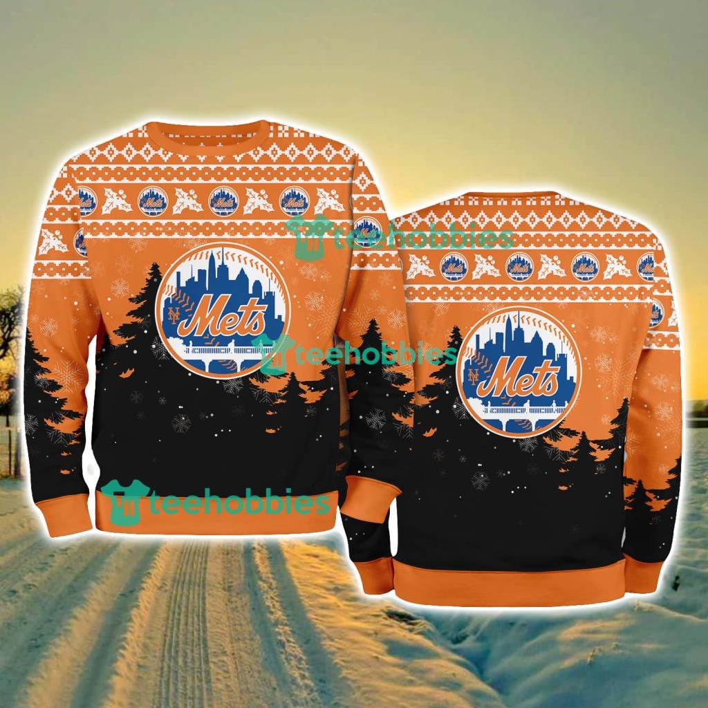 New York Mets MLB Knitting Pattern Christmas Tree Pine Happy Ugly Sweater Merry Chistmas