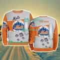 New York Mets MLB Sporty Color Custom Name Christmas Ugly Sweater Gift For Fans