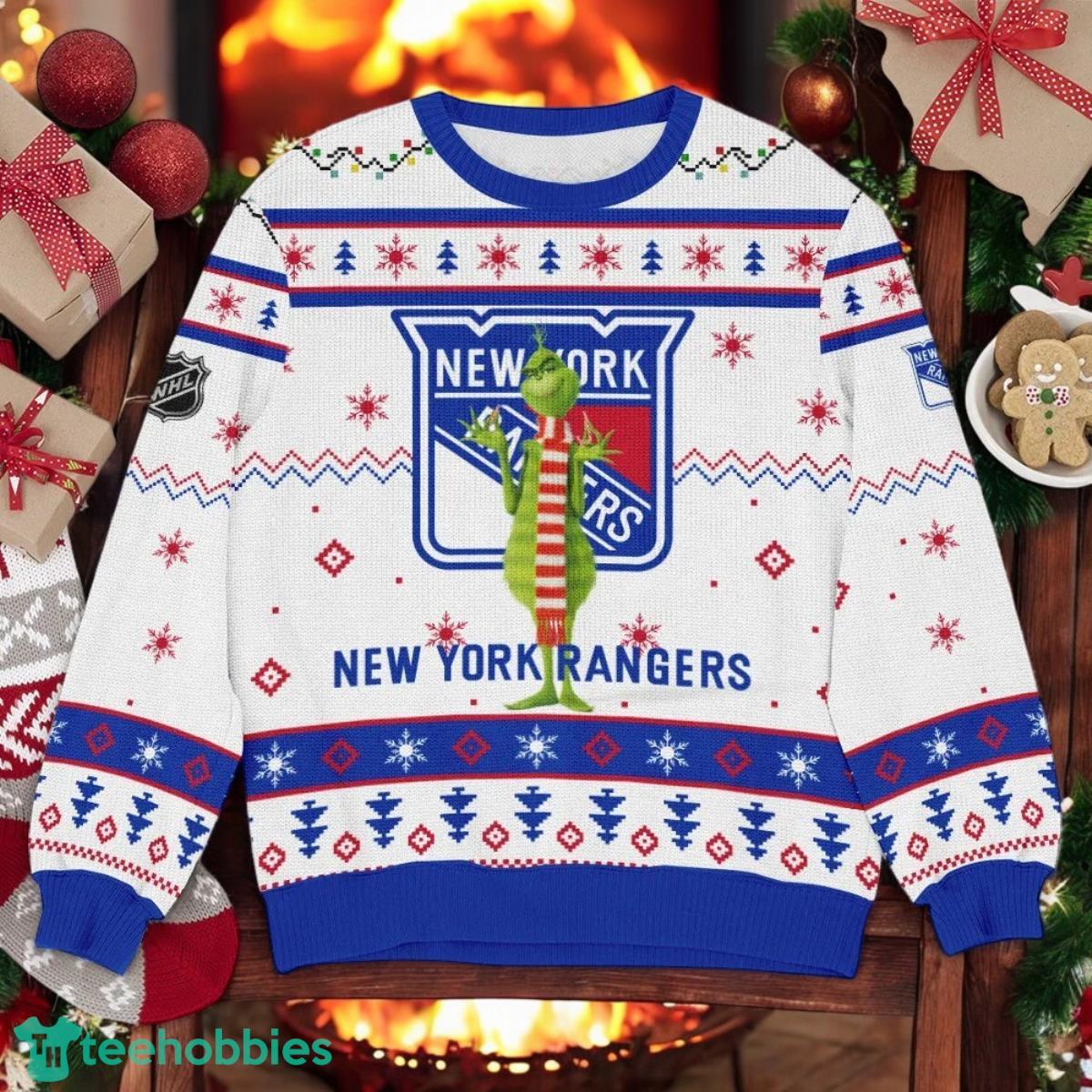 New York Rangers NHL Grinch Ugly Christmas Sweater Team Holiday Christmas Gift