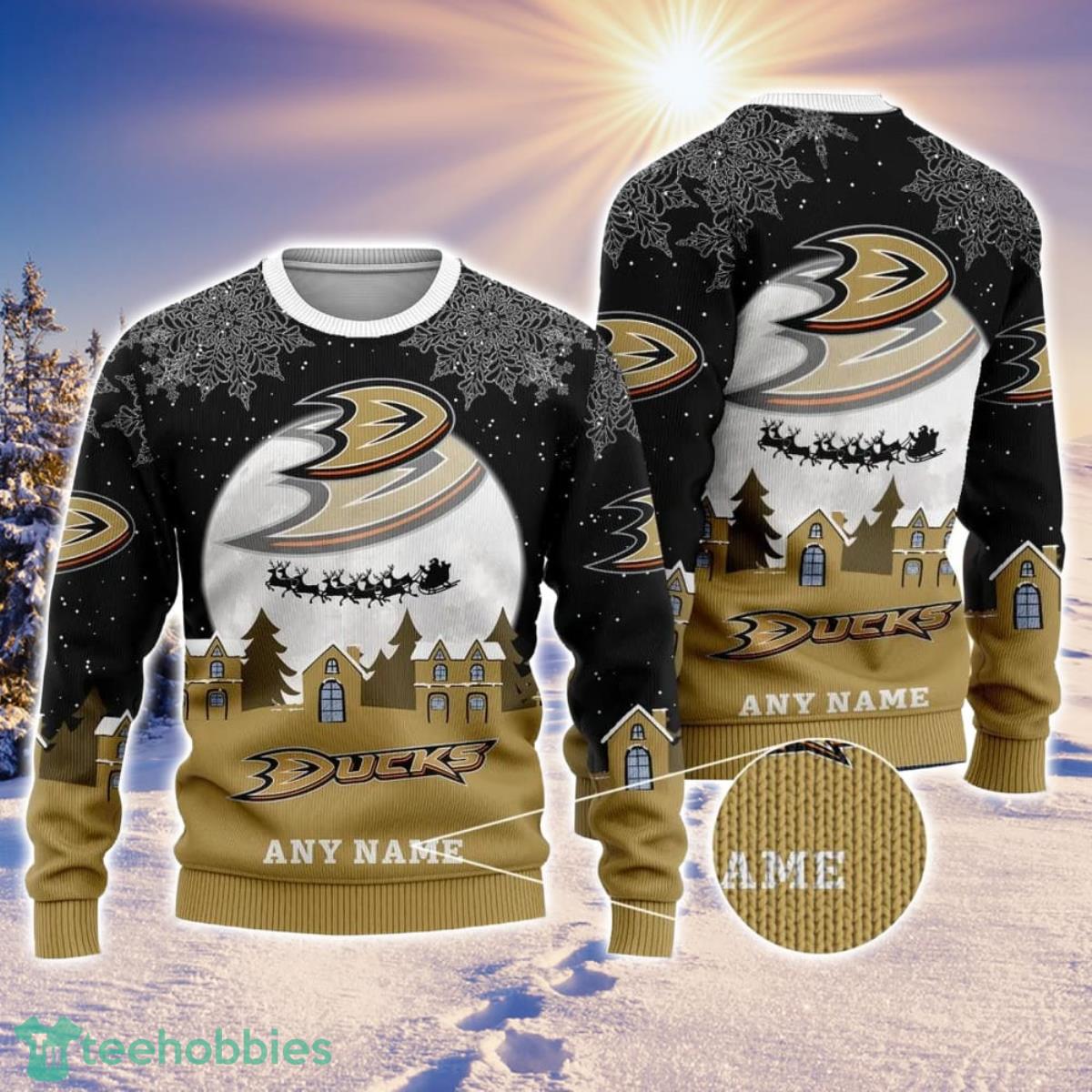 NHL Anaheim Ducks Personalized Name Ugly Christmas Sweater Christmas Gift For Sport Fans