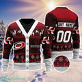 NHL Carolina Hurricanes Personalized Name And Number 3D Ugly Christmas Sweater Christmas Gift
