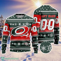 NHL Carolina Hurricanes Personalized Name And Number All Over Print 3D Ugly Christmas Sweater Christmas Gift