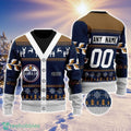 NHL Edmonton Oilers Personalized Name And Number All Over Print 3D Ugly Christmas Sweater Christmas Gift