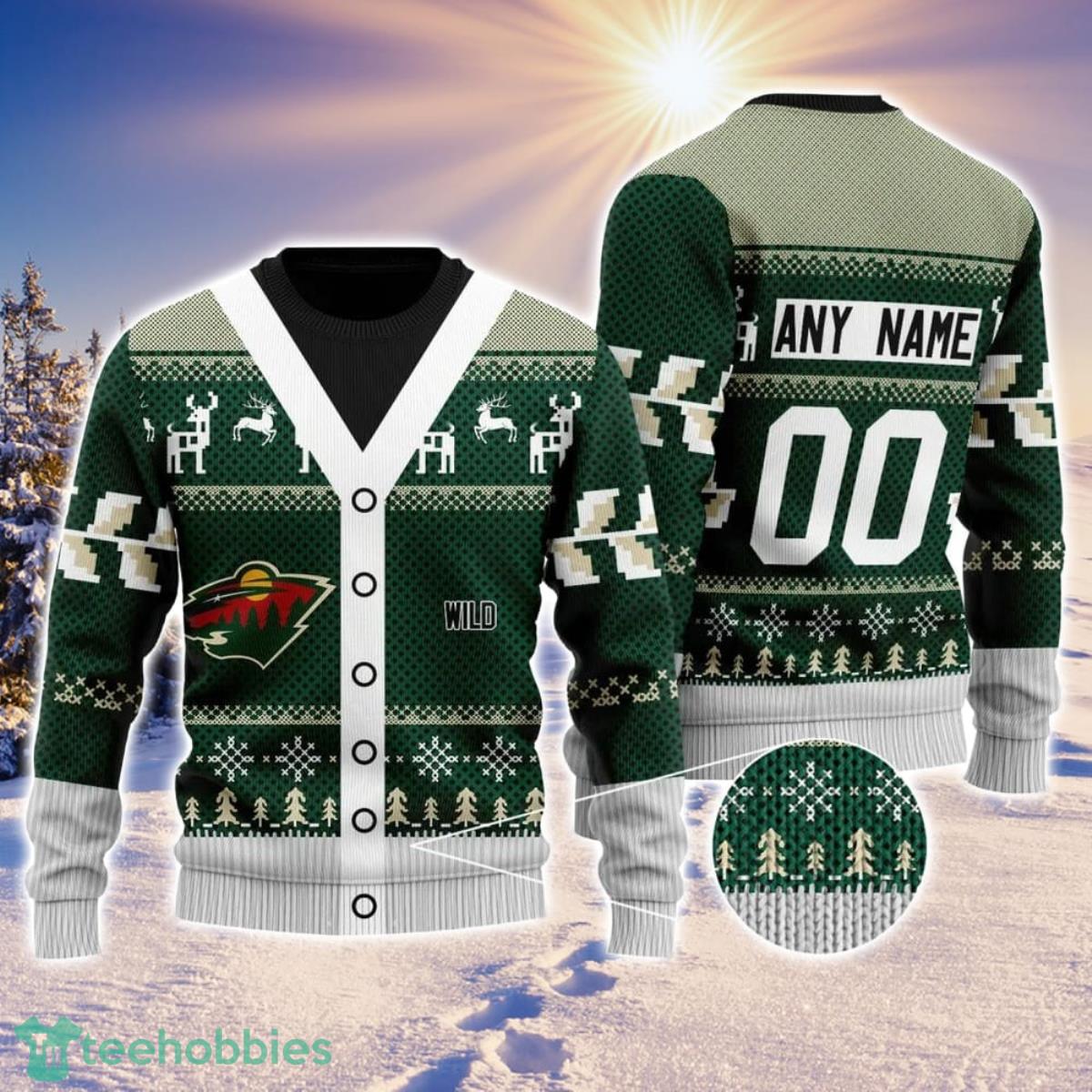 NHL Minnesota Wild Personalized Name And Number All Over Print 3D Ugly Christmas Sweater Christmas Gift