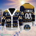 NHL Nashville Predators Personalized Name And Number All Over Print 3D Ugly Christmas Sweater Christmas Gift
