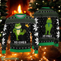 No Kings Frog Protest Christmas Ugly Sweater I Stand With Frog Xmas Black Sweater