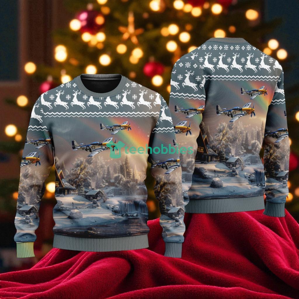 North American P-51 Mustang American Airlines Christmas House Under The Rainbow Ugly Sweater For You