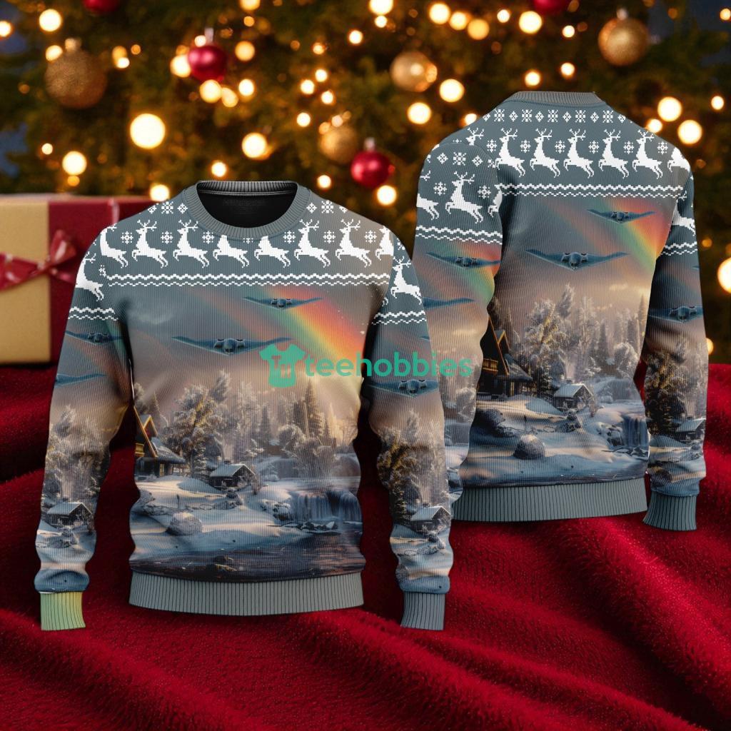 Northrop B-2 Spirit American Airlines Christmas House Under The Rainbow Ugly Sweater For You