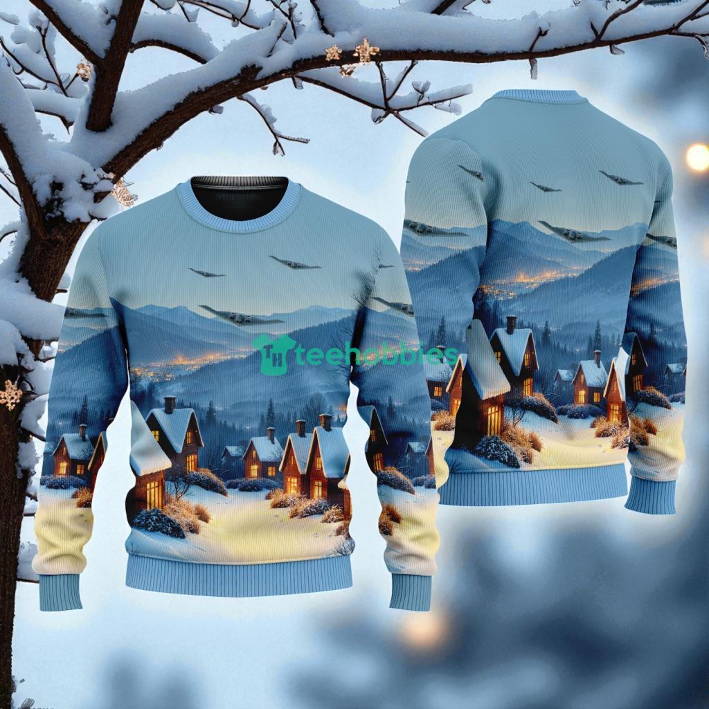 Northrop B-2 Spirit American Airlines In The Snowy Christmas Sky Ugly Sweater Best Gift