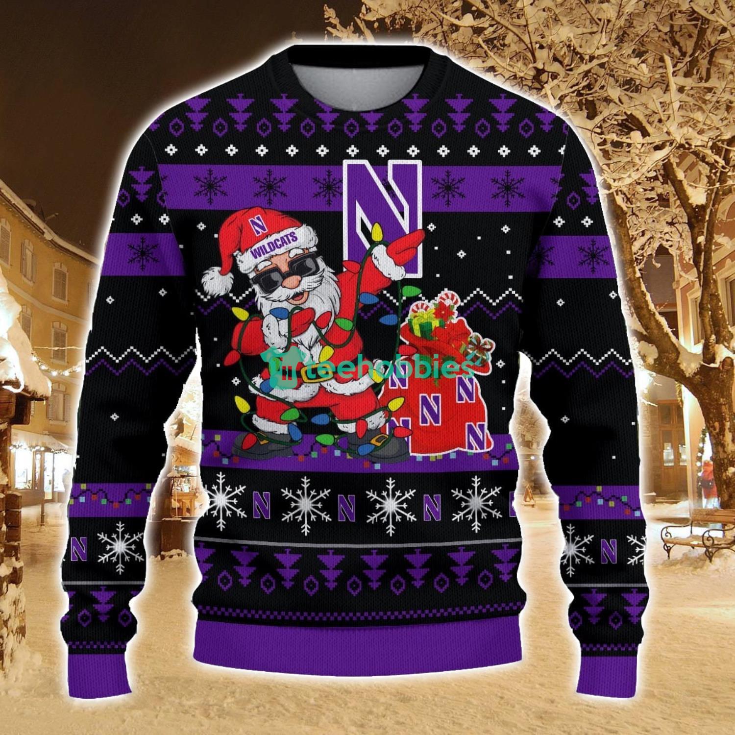 Northwestern Wildcats Santa Claus Ugly Christmas Sweater All Printed Sweater For Fans Gift Ideas