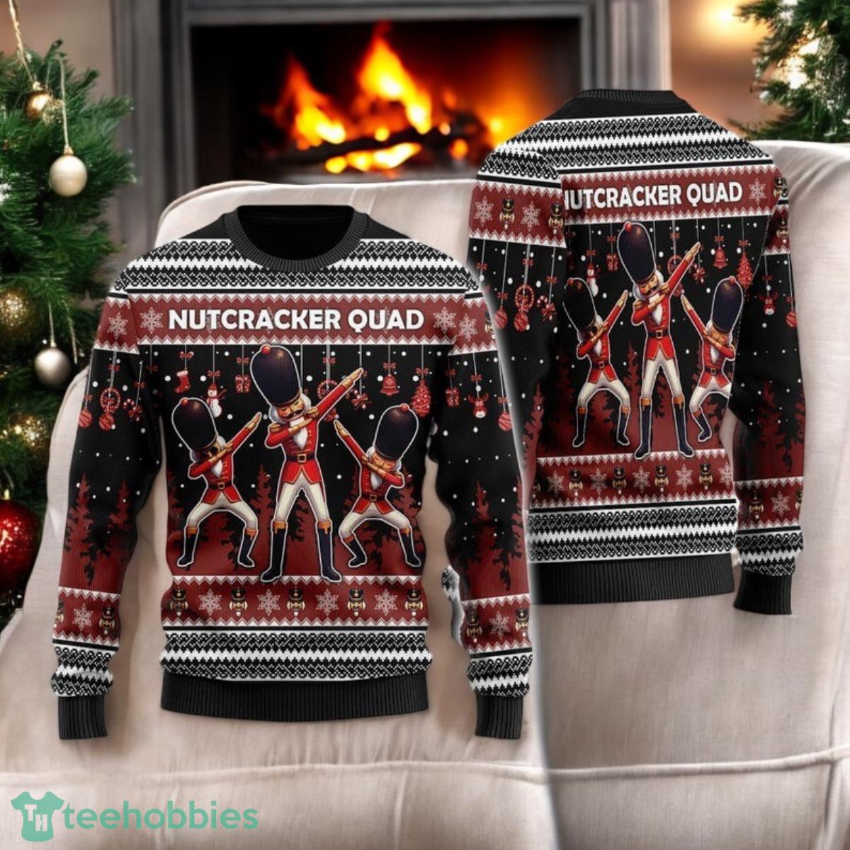 Nut Cracking Squad Dab Ugly Christmas Sweater Funny Squad Holiday All Over Print 3D Sweater