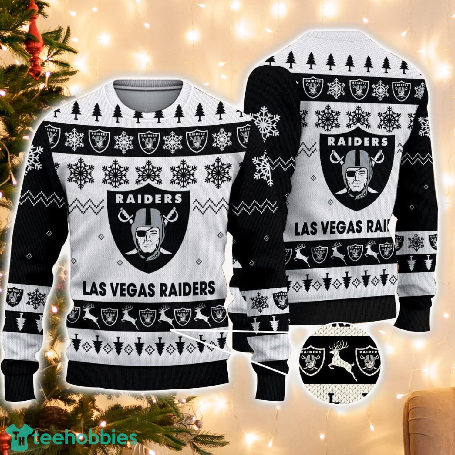 Oakland Raiders Logo Ugly Christmas Sweater 3D Printed Unisex Sweater For Men And Women