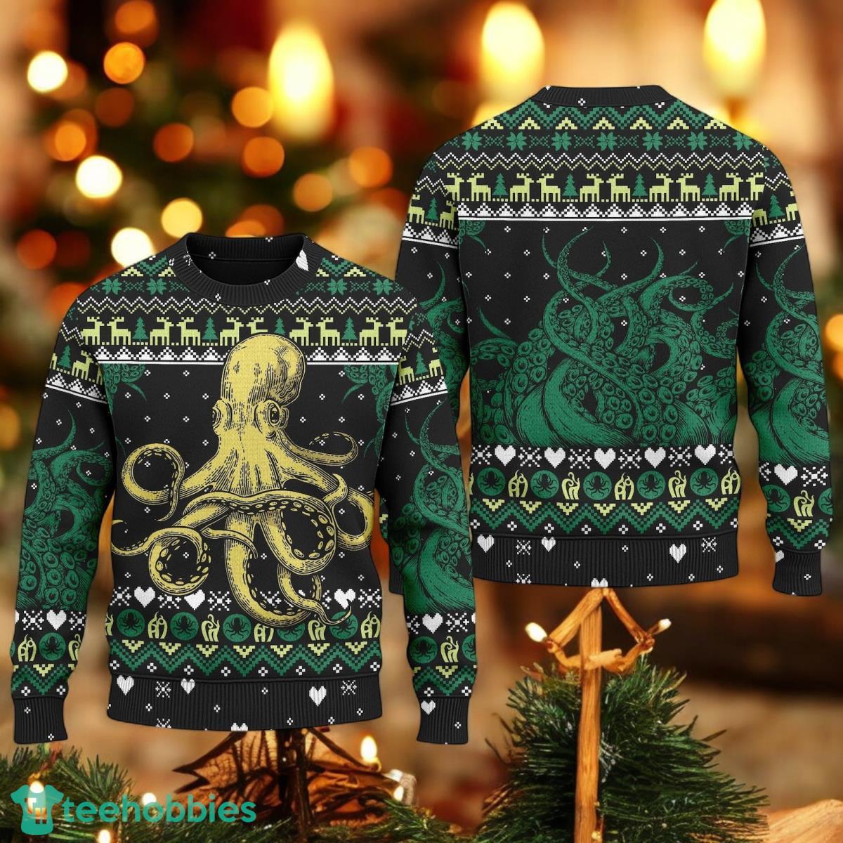 Octopus Ugly Christmas Xmas Holiday Sweater Octopus Christmas Wool Sweater