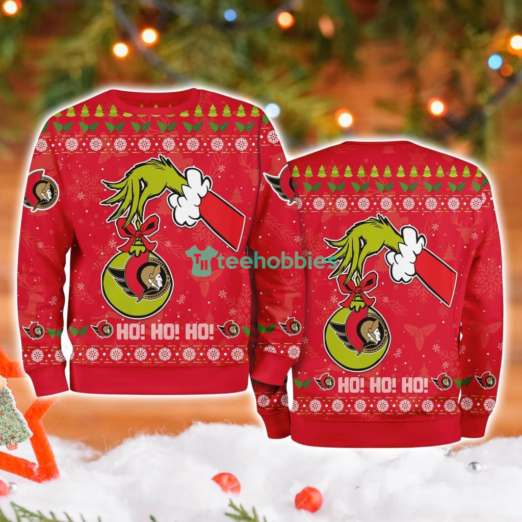 Ottawa Senators Grinch Hand Ugly Christmas Sweater 3D