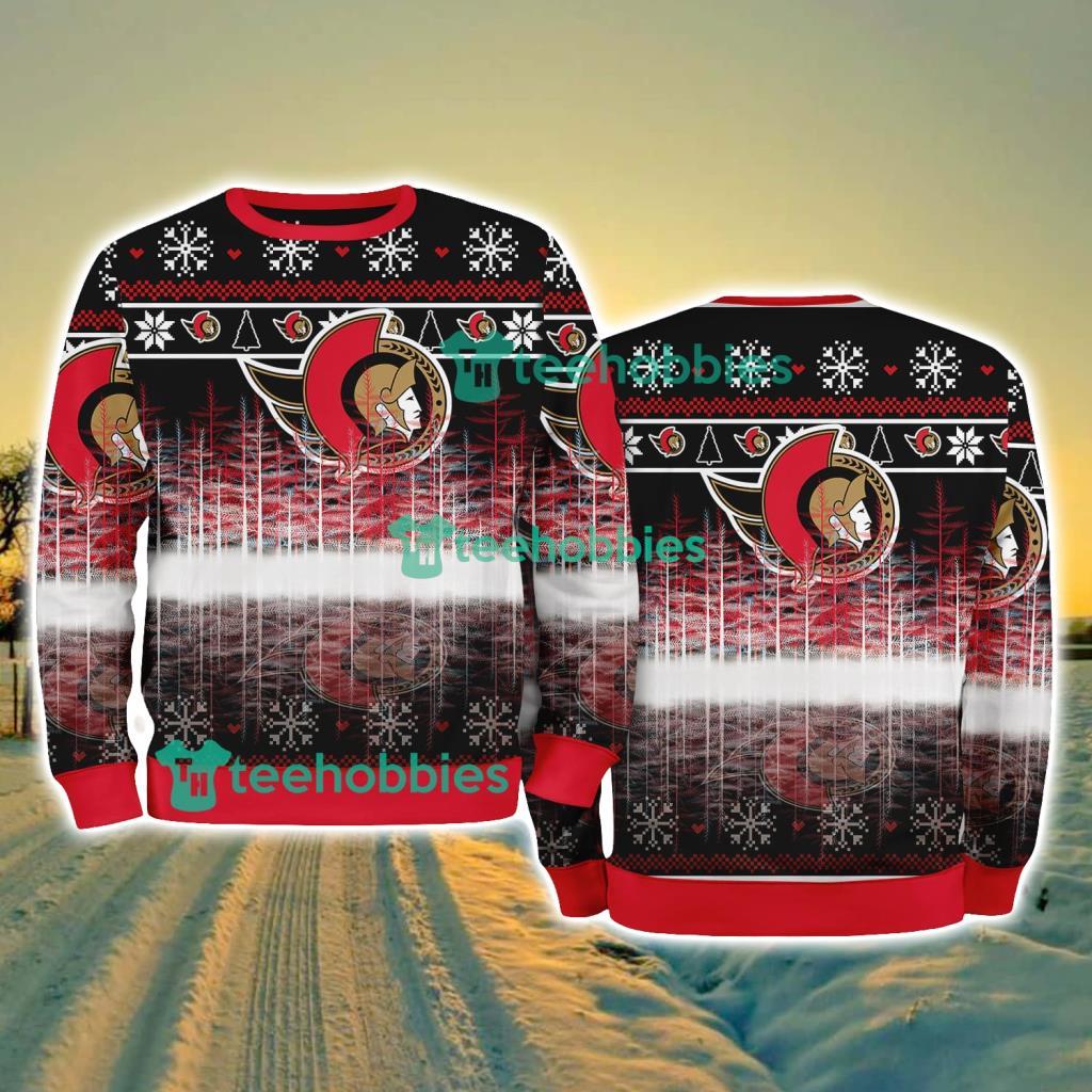 Ottawa Senators Logo Brand Pine Tree Christmas Pattern Christmas Ugly Sweater
