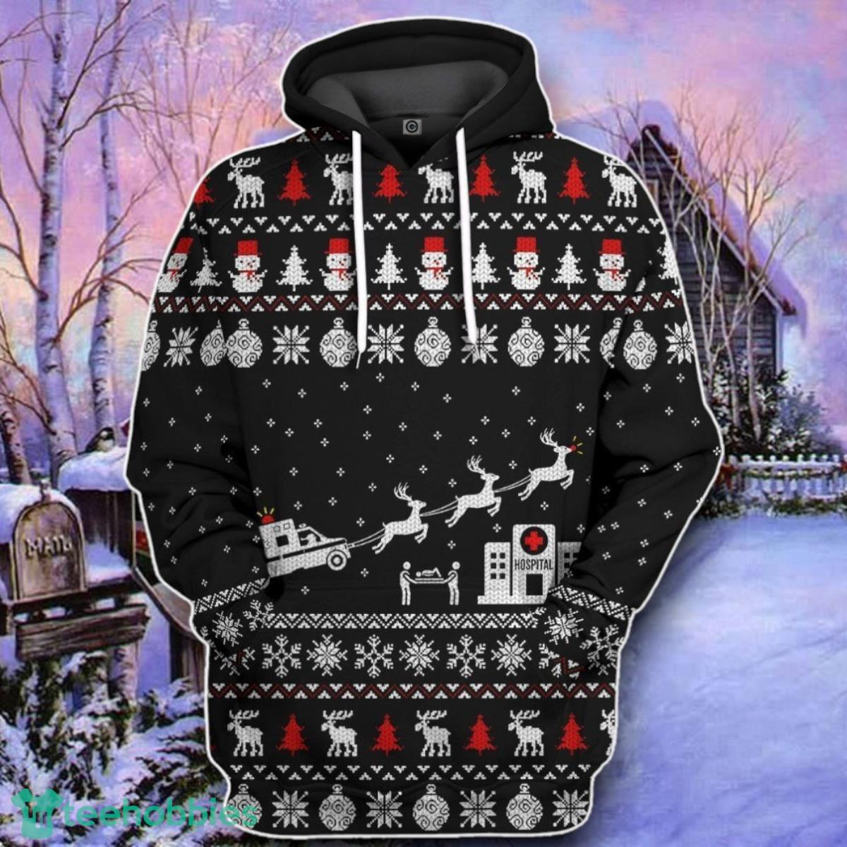 Paramedic Hospital Ambulance Ugly Christmas 3D Sweater Custom Hoodie Apparel-
