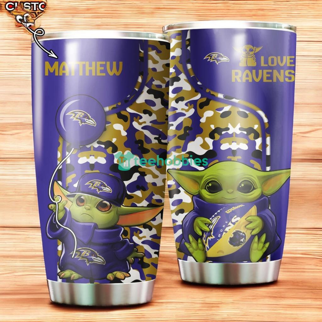 Personalized Baltimore Ravens Yoda Stainless Steel Tumbler
