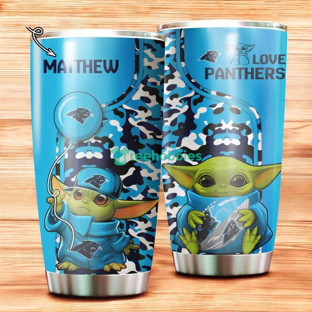 Personalized Carolina Panthers Yoda Stainless Steel Tumbler