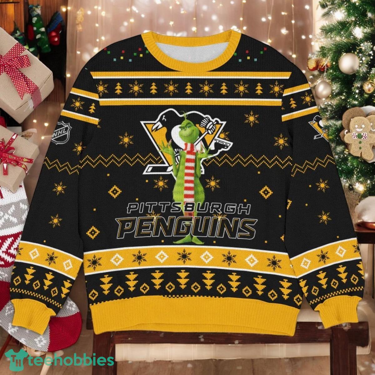 Pittsburgh Penguins NHL Grinch Ugly Christmas Sweater Team Holiday Christmas Gift