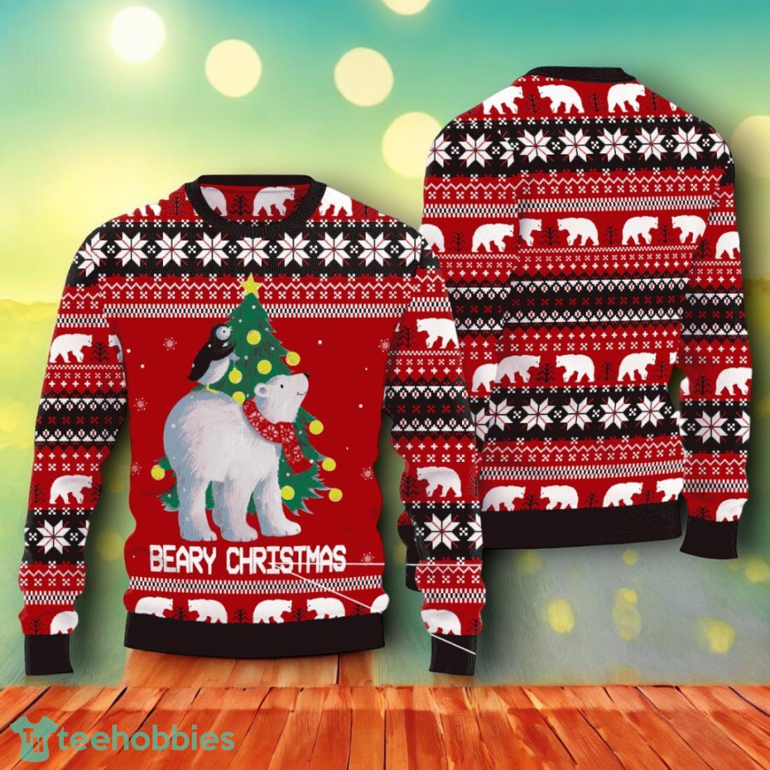 Polar Bear Beary Christmas Ugly Christmas Sweater For Men Womens