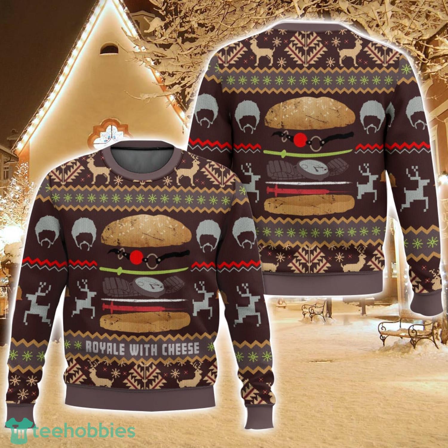 Pulp Fiction, Royale With Cheese Christmas Ugly Christmas Sweater For Men And Women Christmas Holiday Gift Family Gift