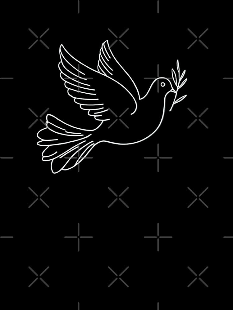 Minimalist White Dove Outline with Olive Branch Peaceful Holiday Design by gk-creations