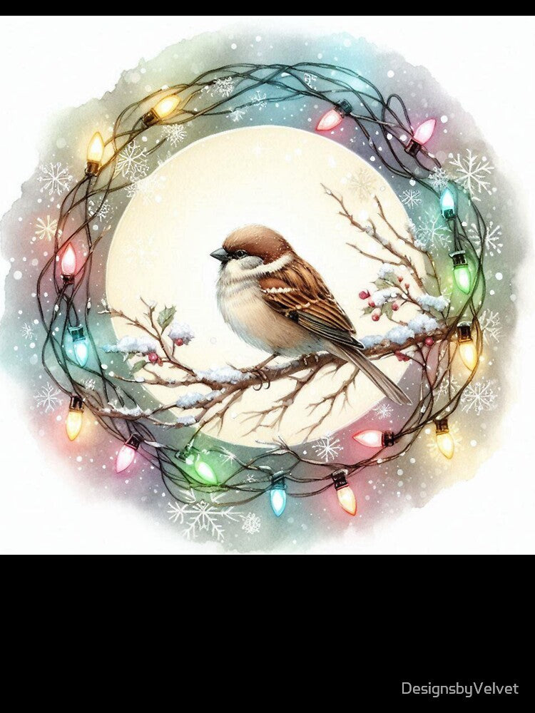 Winter Bird with Christmas Lights by DesignsbyVelvet