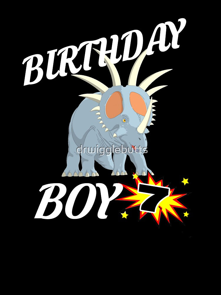 7 Years Old Birthday Design Dinosaur GifDesign by drwigglebutts