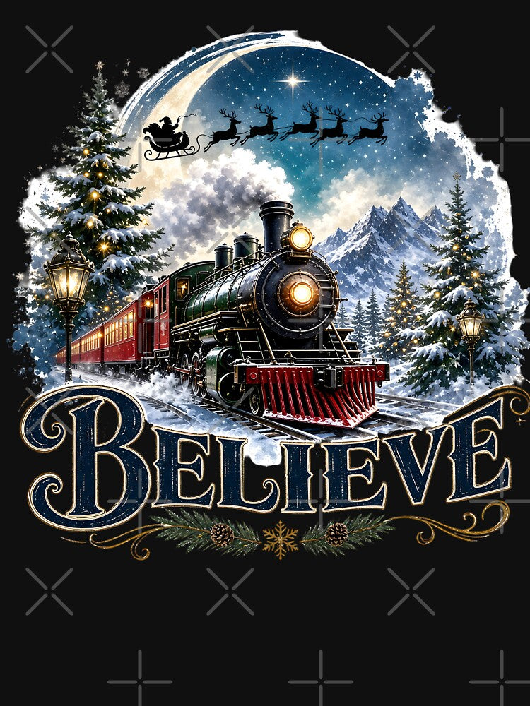 Nostalgic Believe Holiday Steam Train Design by LunaPixelStudio