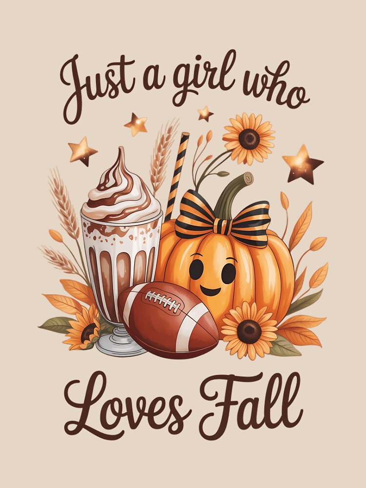 Just A Girl Who Loves Fall Pumpkin Football Cozy Autumn by TrinaEspinoza