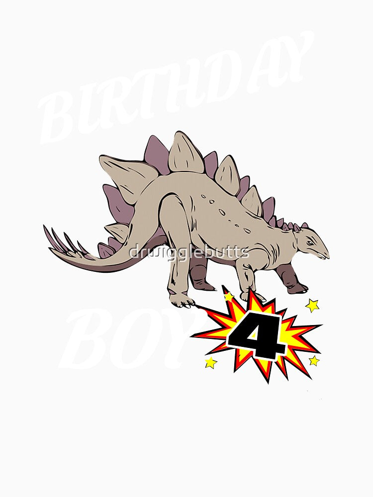 4 Years Old Birthday Design Dinosaur GifDesign by drwigglebutts