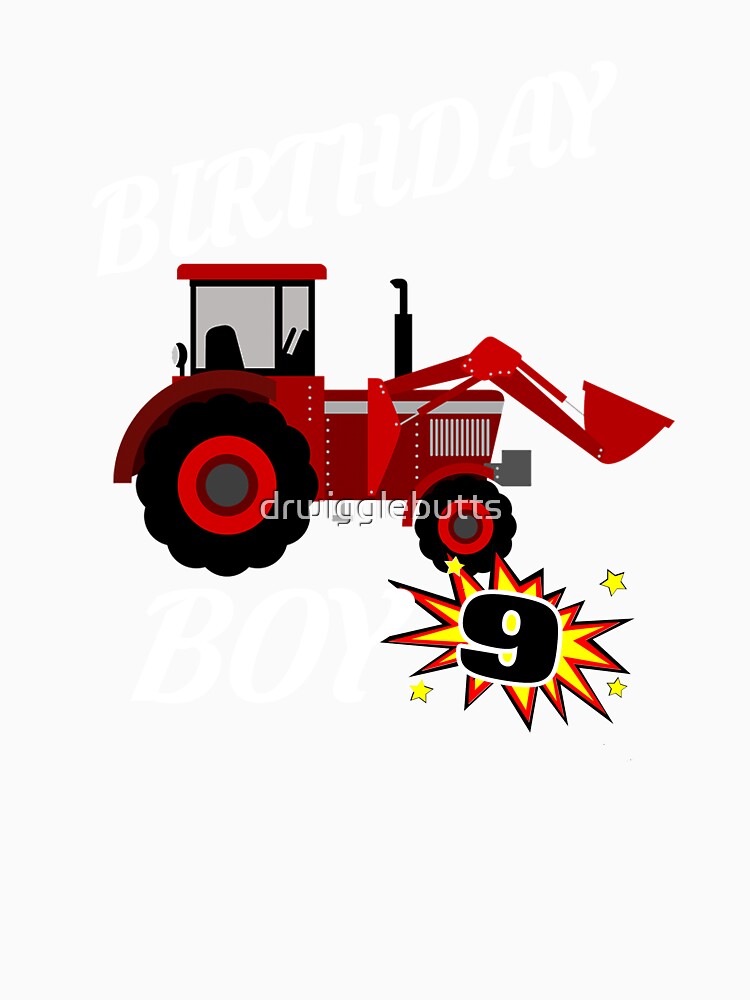 9 Years Old Birthday Design Red Tractor GifDesign by drwigglebutts