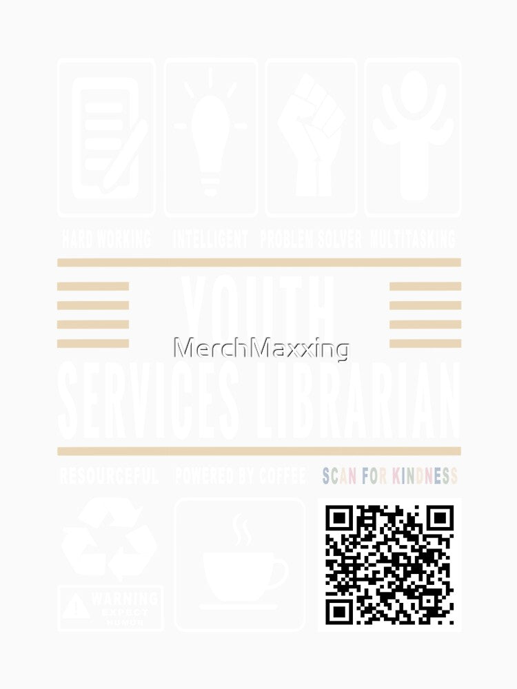 Funny Youth Services Librarian Job Description Icons QR Code by MerchMaxxing