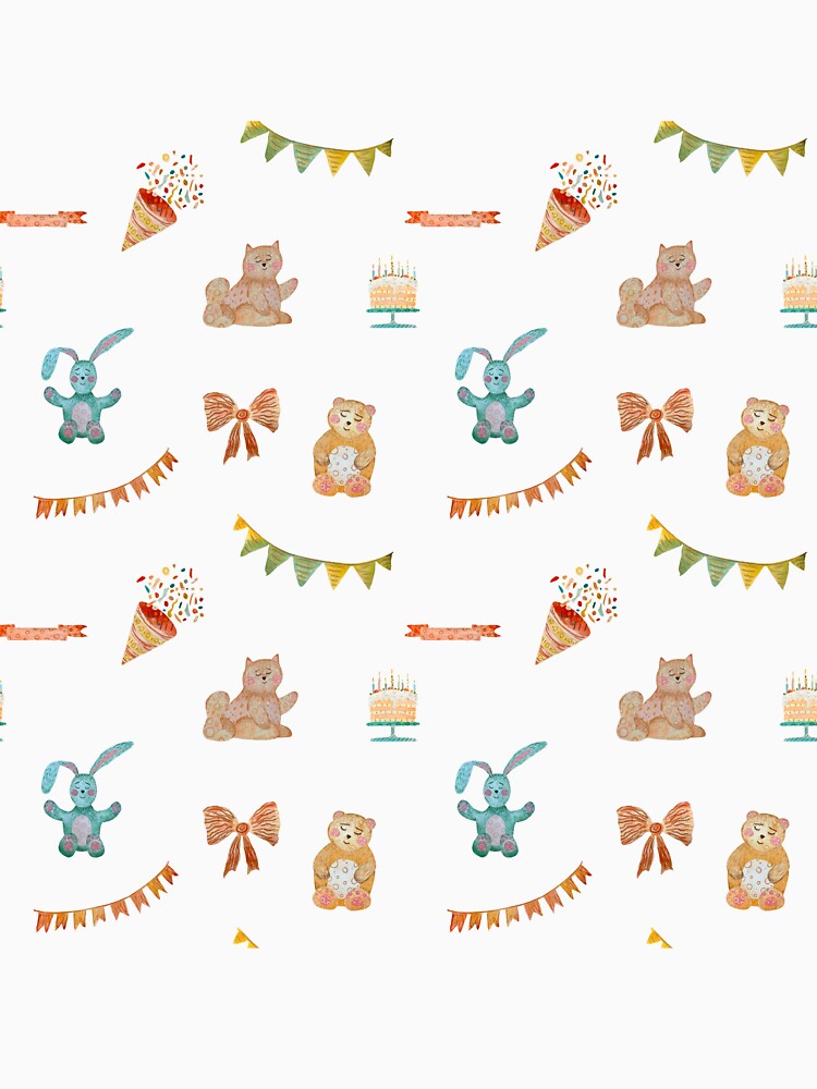 Happy birthday cake cat flower pattern watercolor red by Yana Mustafina | Boho Soulful Designs