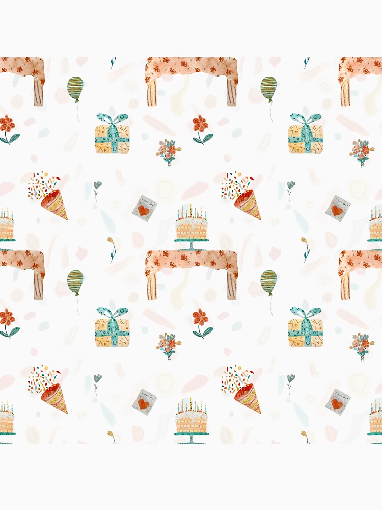 Happy birthday table balloon pattern a watercolor turquoise by Yana Mustafina | Boho Soulful Designs