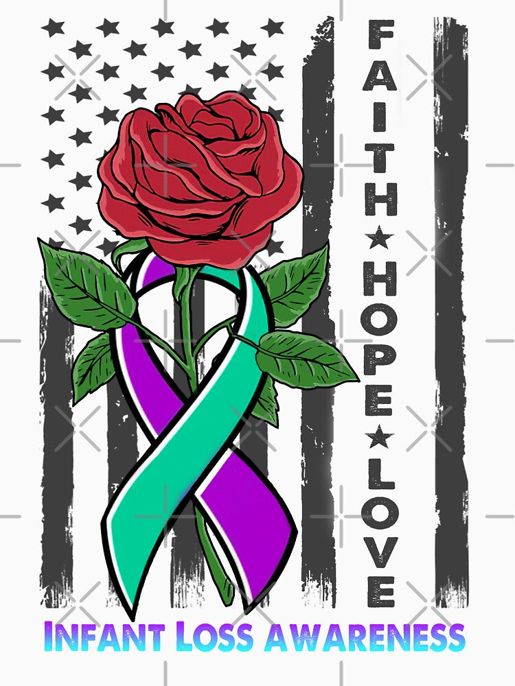 Faith Hope Love Infant Loss Awareness American Flag by Kohend