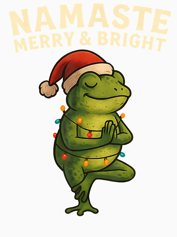 Funny Yoga Frog Christmas Lights Namaste Holiday Vibes by ConnieDora