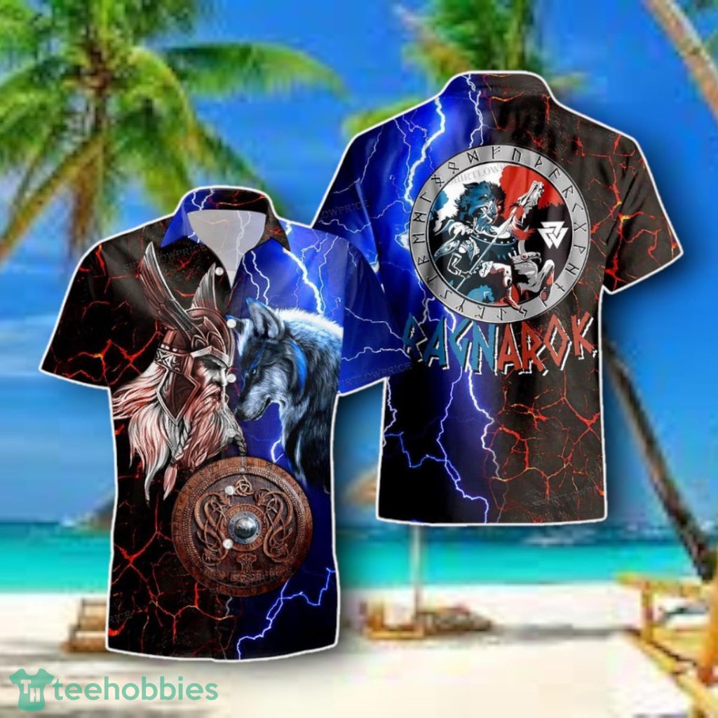 Ragnarok Wolf Viking Odin And Fenrir Battle Hawaiian Shirt Style Gift