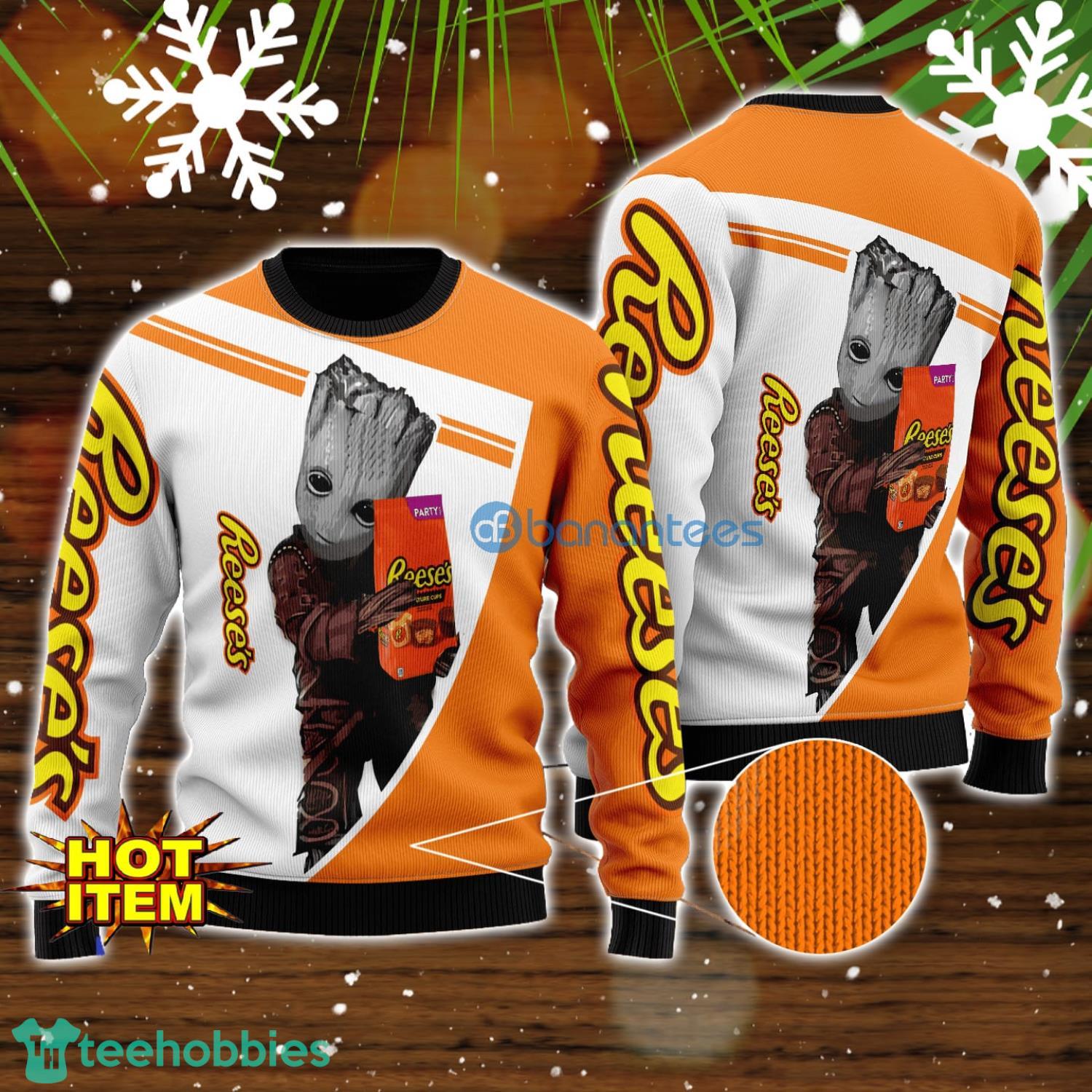 Reese’s And Baby Groot 3D Ugly Christmas Sweater For Men And Women Christmas Gift