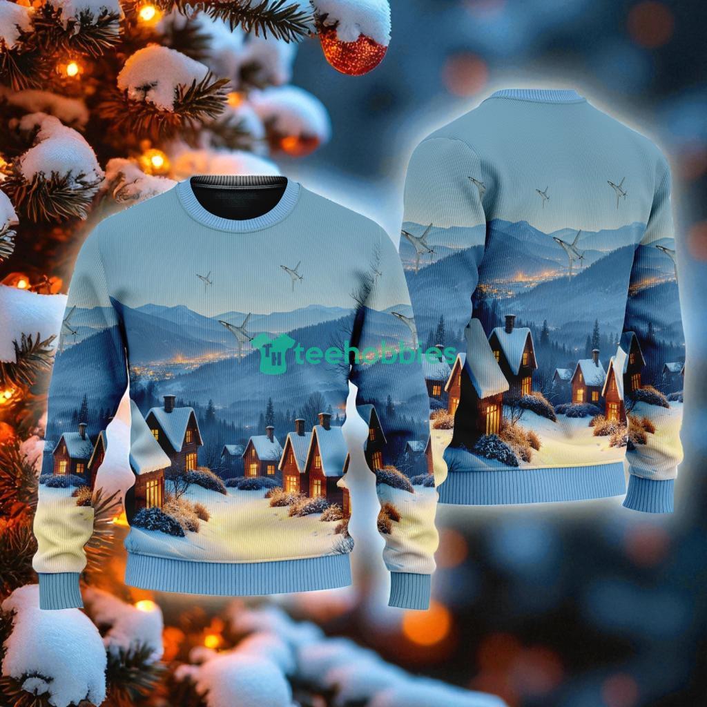 Rockwell B-1 Lancer American Airlines In The Snowy Christmas Sky Ugly Sweater Best Gift