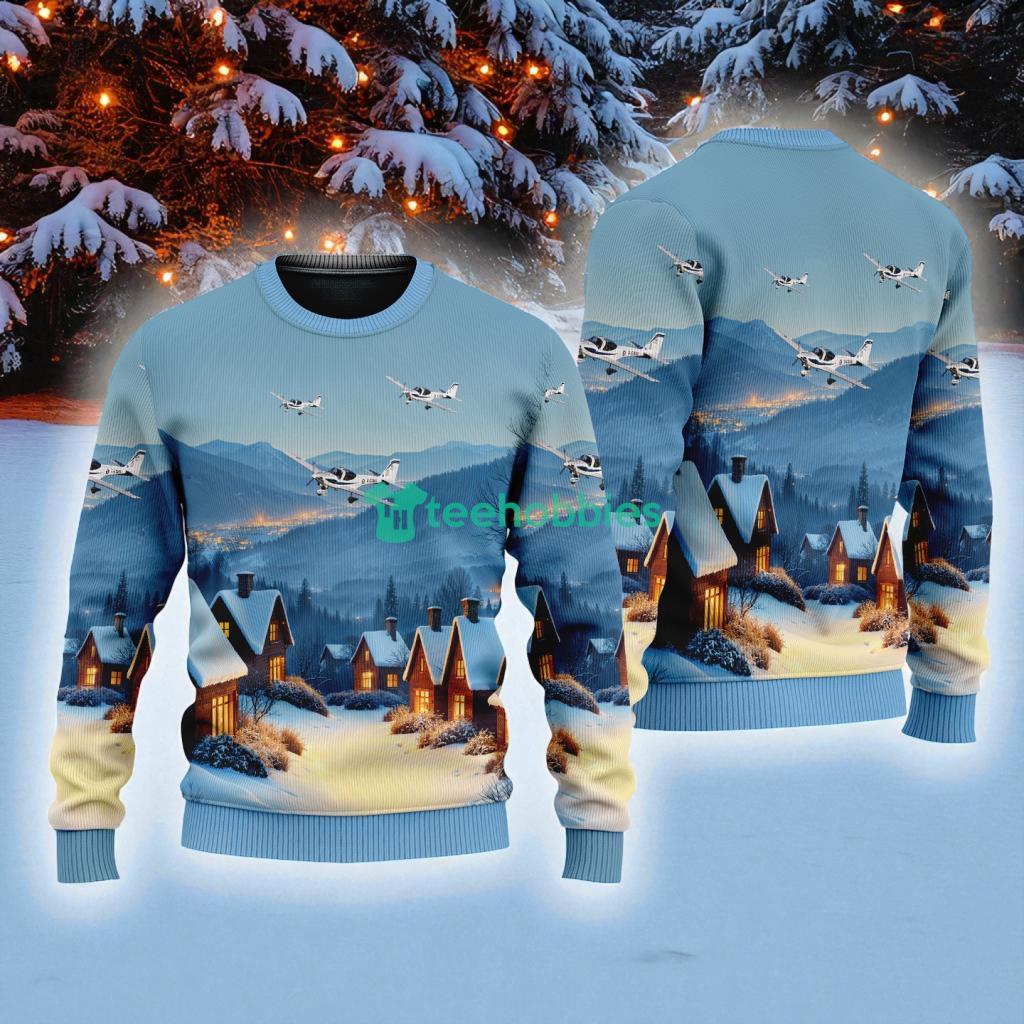 Royal Air Force Grob G 115e Tutor T American Airlines In The Snowy Christmas Sky Ugly Sweater Best Gift