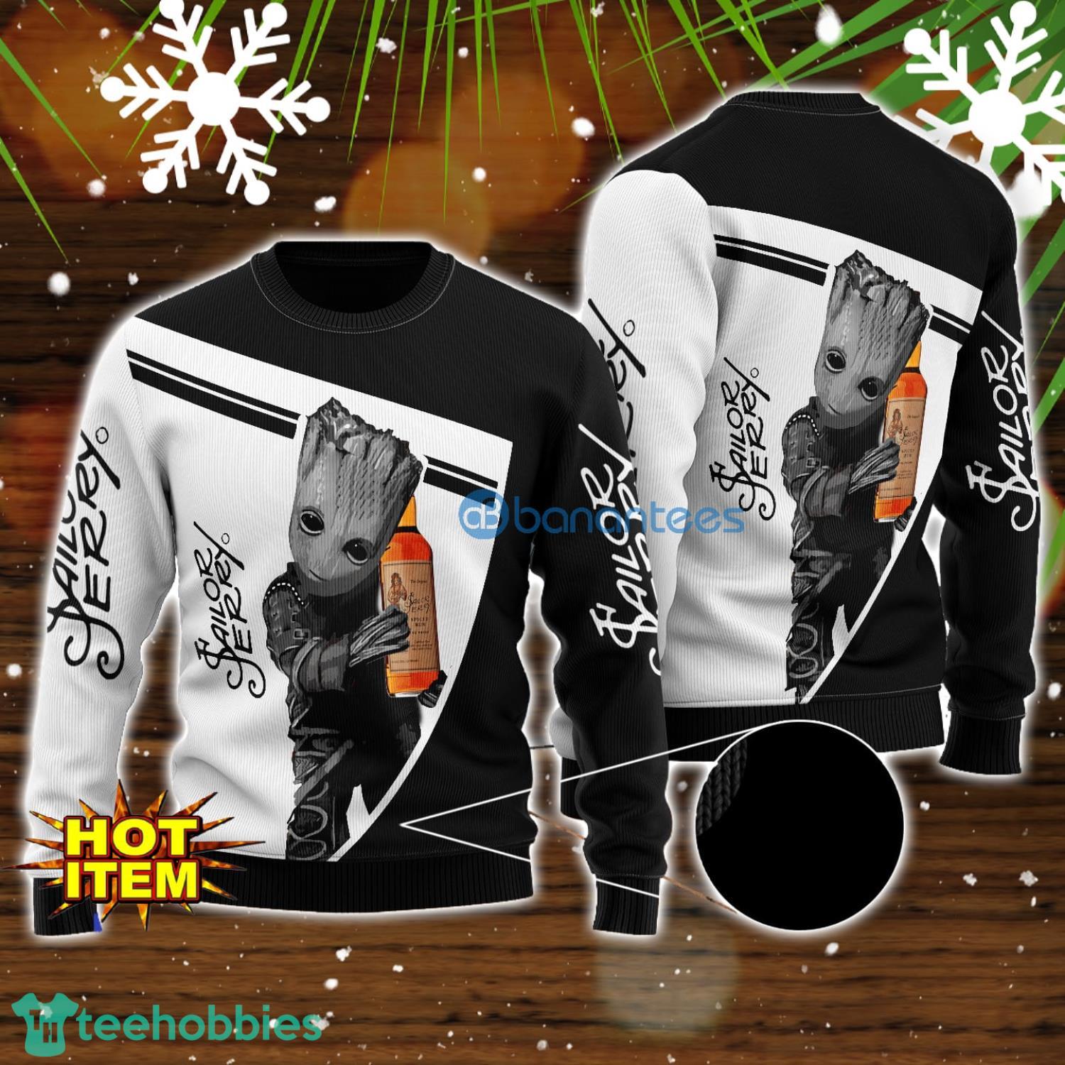 Sailor Jerry And Baby Groot 3D Ugly Christmas Sweater For Men And Women Christmas Gift